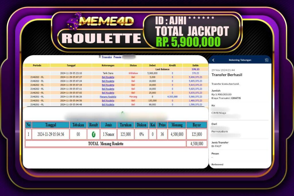 Bukti Jp MEME4D Togel Online 29 NOVEMBER 2024