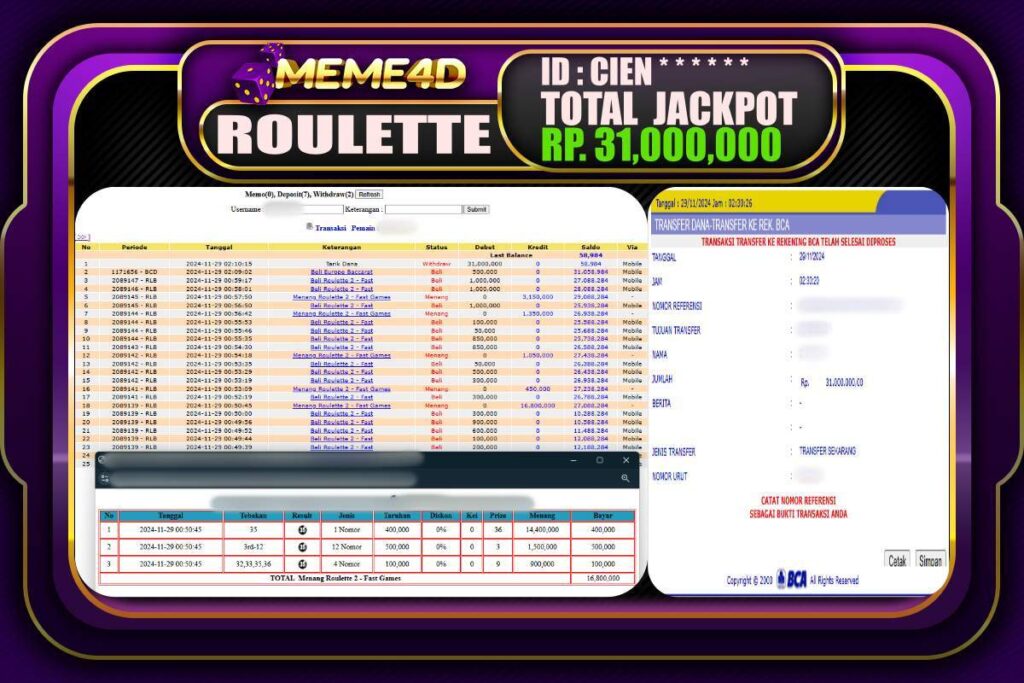 Bukti Jp MEME4D Togel Online 29 NOVEMBER 2024