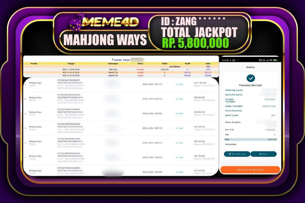 Bukti Jp MEME4D Togel Online 29 NOVEMBER 2024