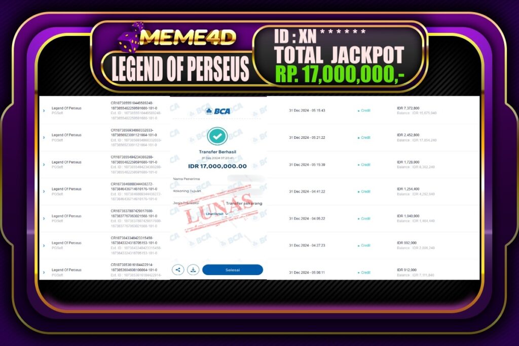 Bukti Jp MEME4D Slot Online 31 DESEMBER 2024