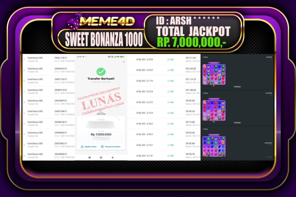 Bukti Jp MEME4D Slot Online 30 DESEMBER 2024