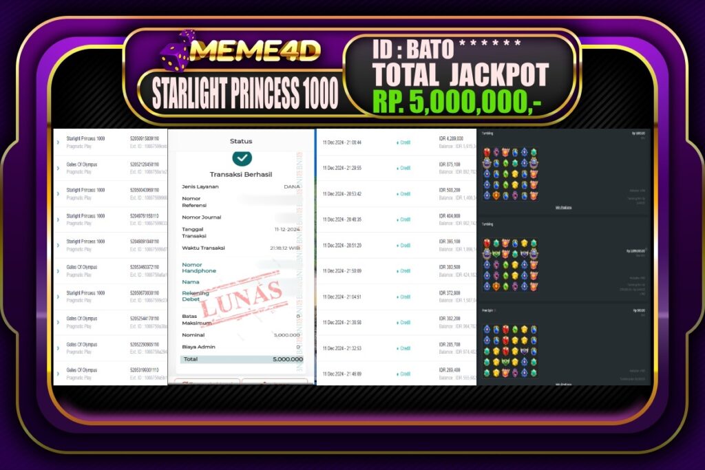 Bukti Jp MEME4D Slot Online 12 DESEMBER 2024