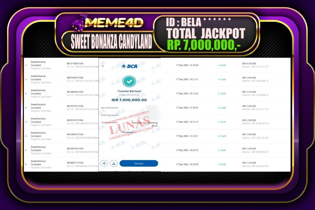 Bukti Jp MEME4D Slot Online 17 DESEMBER 2024