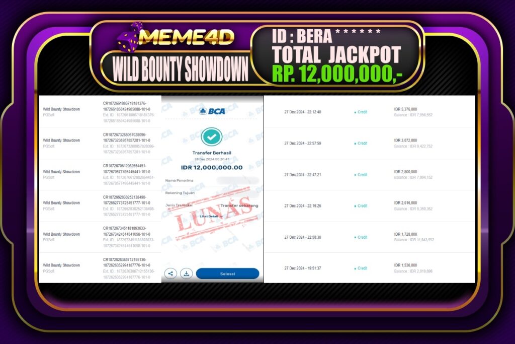 Bukti Jp MEME4D Slot Online 28 DESEMBER 2024