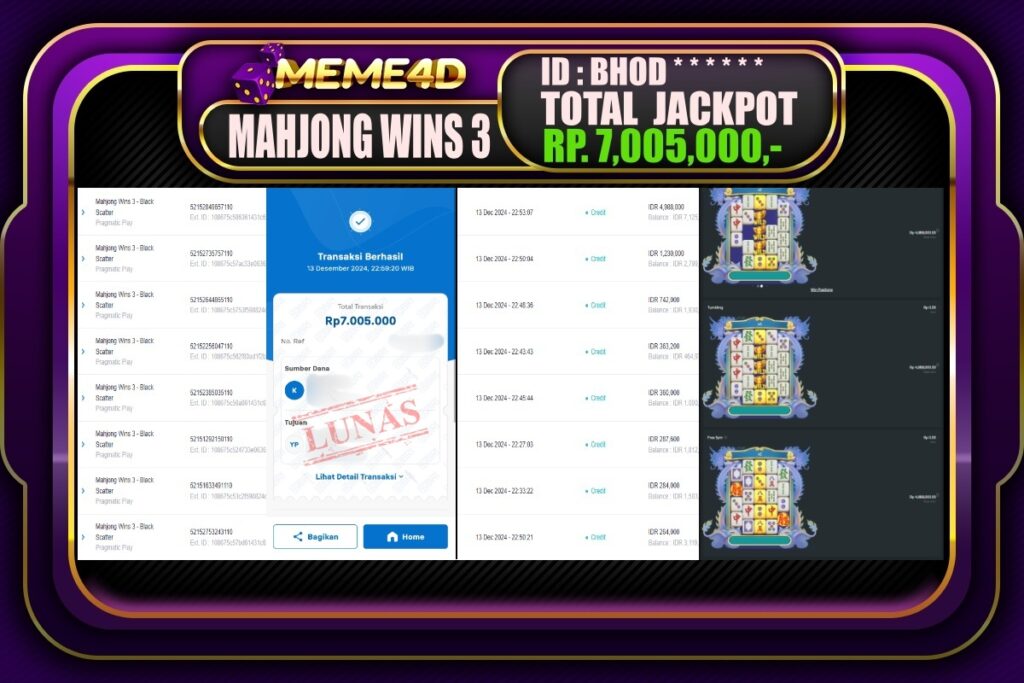 Bukti Jp MEME4D Slot Online 14 DESEMBER 2024