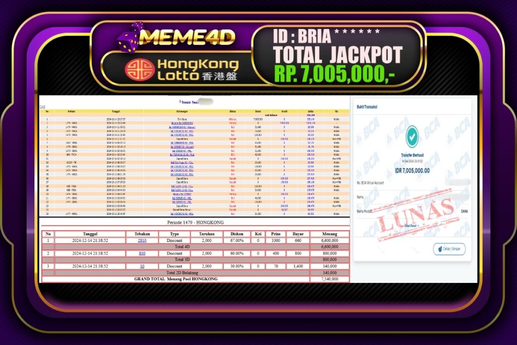 Bukti Jp MEME4D Togel Online 15 DESEMBER 2024