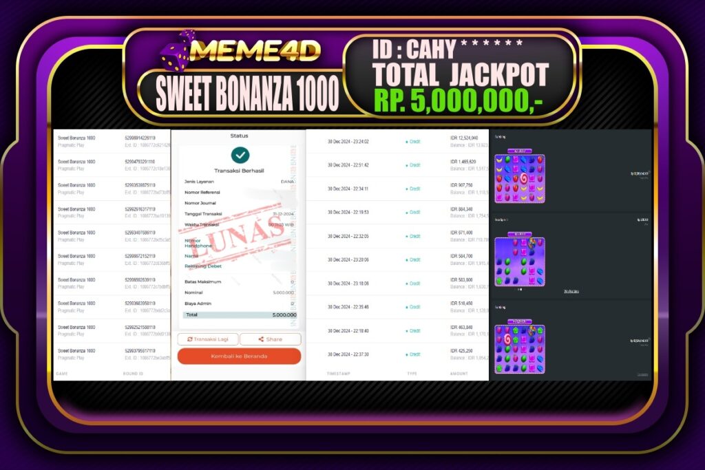 Bukti Jp MEME4D Slot Online 31 DESEMBER 2024