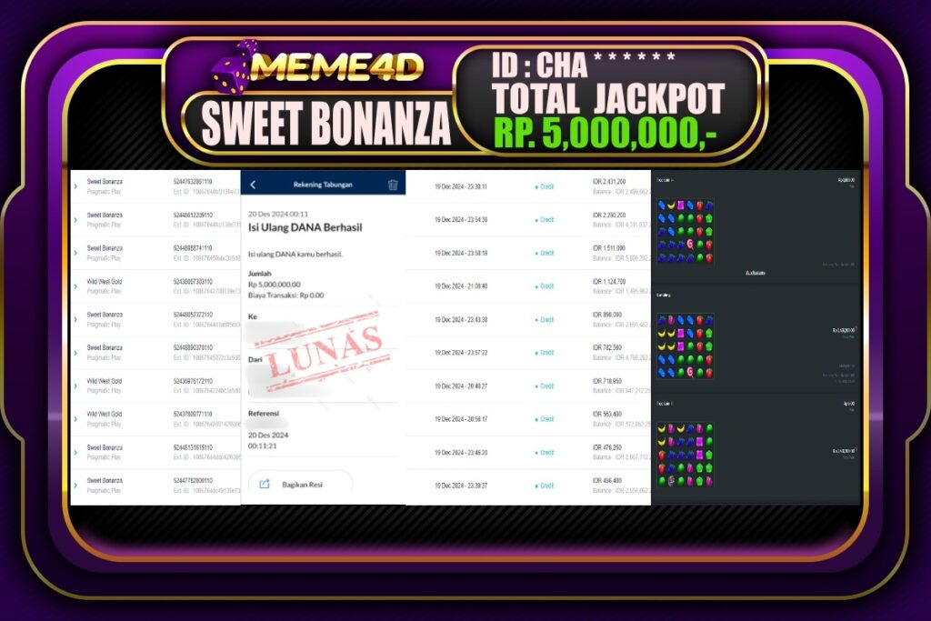 Bukti Jp MEME4D Slot Online 20 DESEMBER 2024