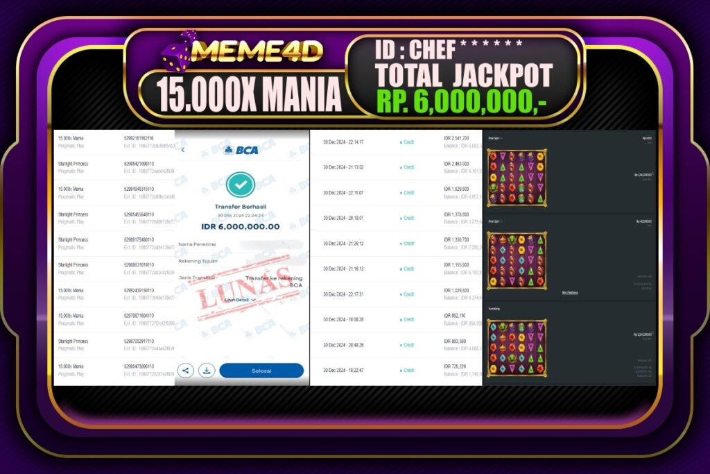 Bukti Jp MEME4D Slot Online 31 DESEMBER 2024