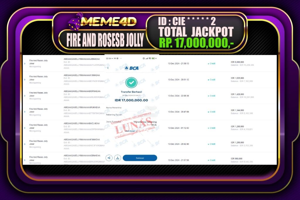 Bukti Jp MEME4D Slot Online 14 DESEMBER 2024