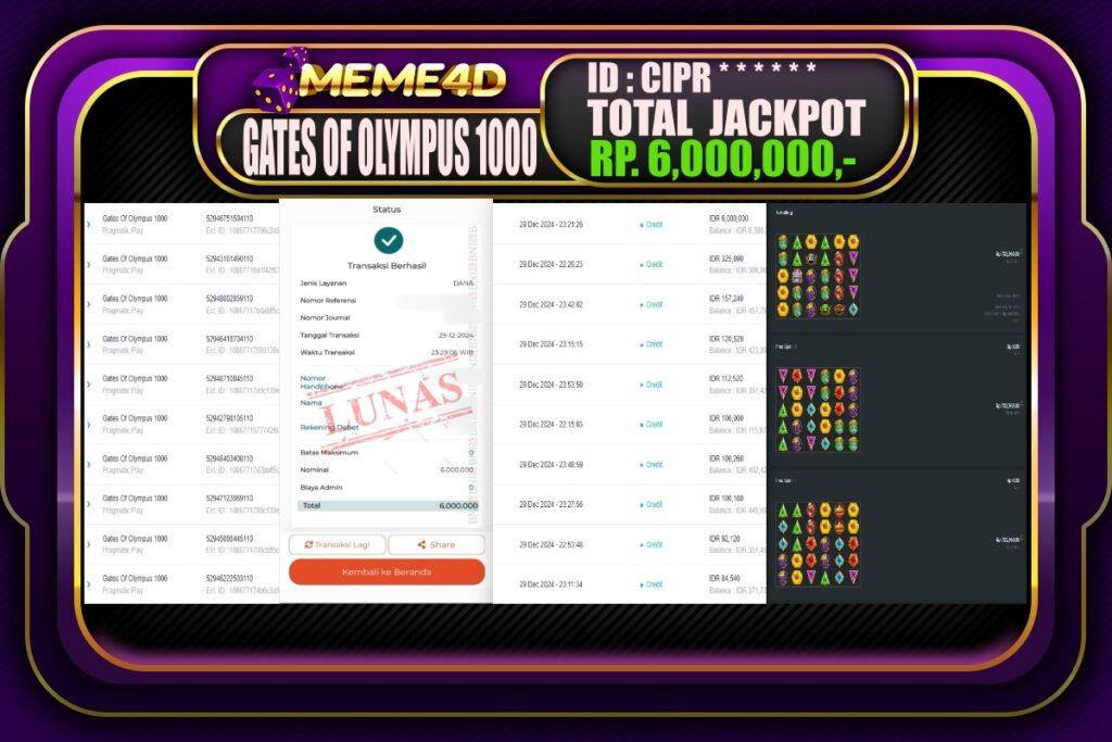 Bukti Jp MEME4D Slot Online 30 DESEMBER 2024