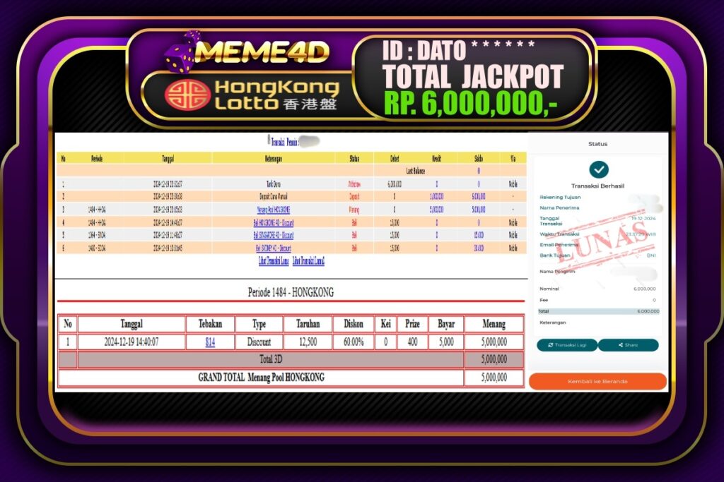 Bukti Jp MEME4D Togel Online 20 DESEMBER 2024