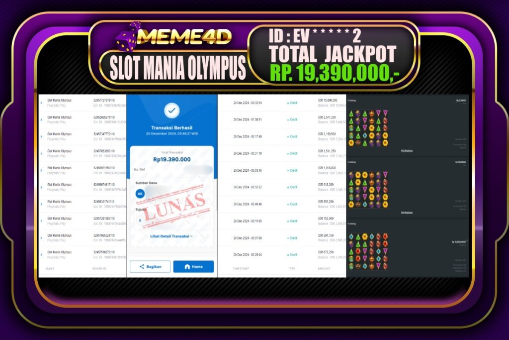 Bukti Jp MEME4D Slot Online 20 DESEMBER 2024