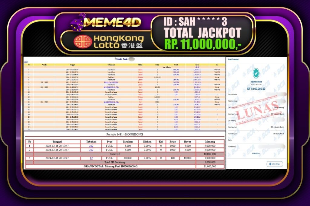 Bukti Jp MEME4D Togel Online 17 DESEMBER 2024