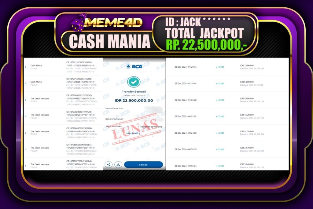 Bukti Jp MEME4D Slot Online 29 DESEMBER 2024