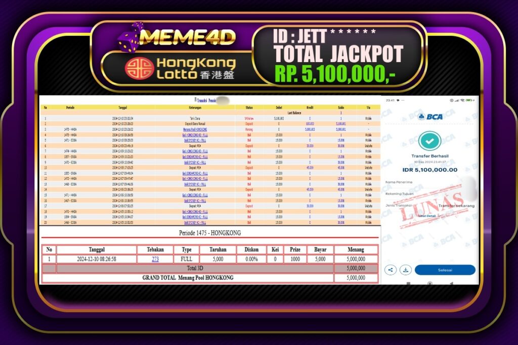 Bukti Jp MEME4D Togel Online 11 DESEMBER 2024