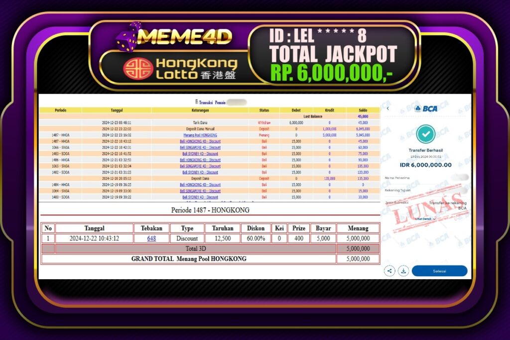 Bukti Jp MEME4D Togel Online 23 DESEMBER 2024