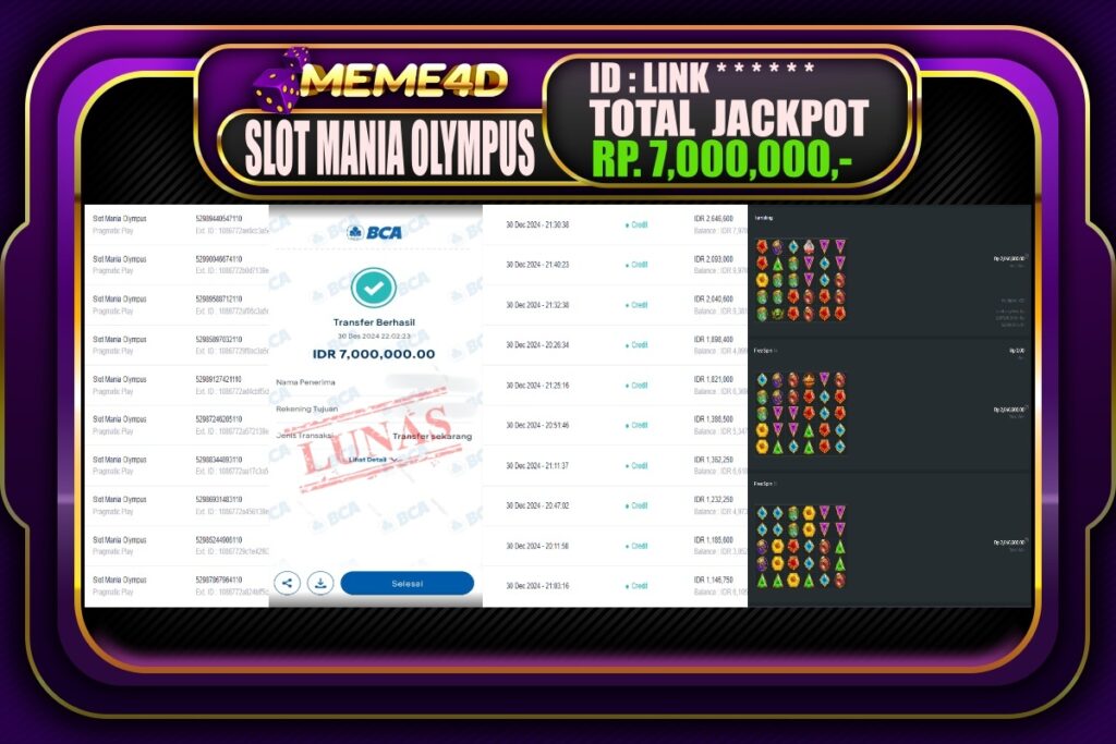 Bukti Jp MEME4D Slot Online 31 DESEMBER 2024