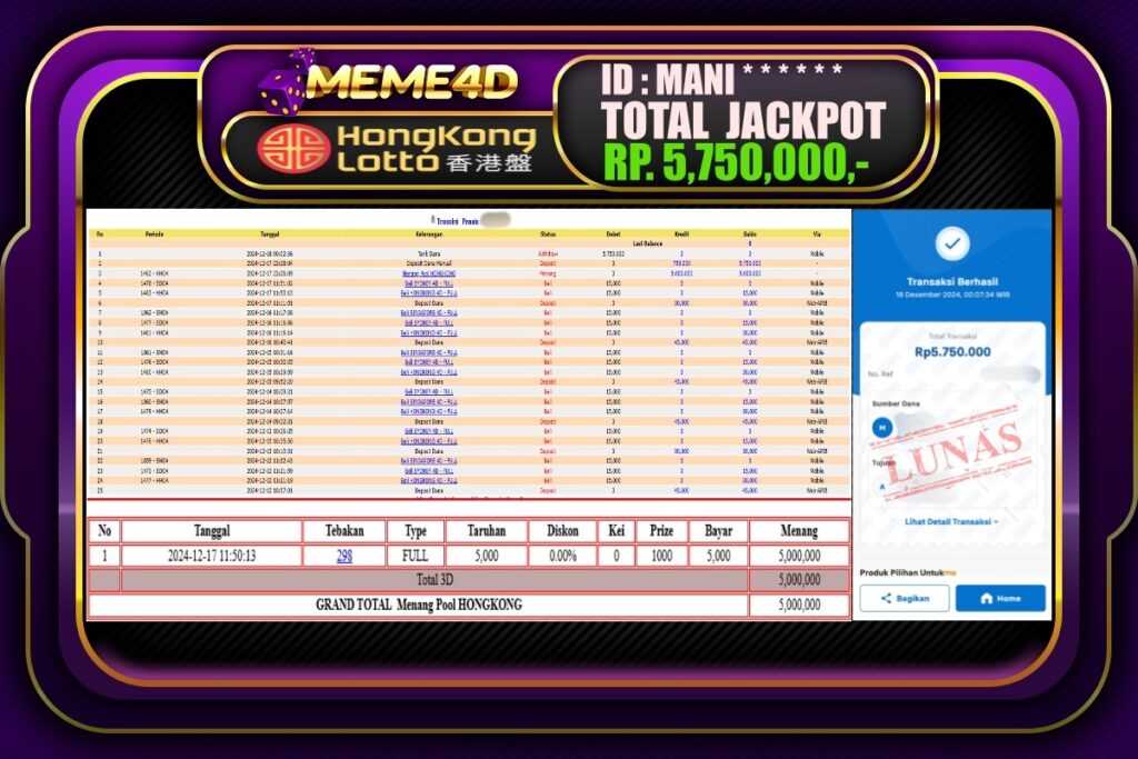 Bukti Jp MEME4D Togel Online 18 DESEMBER 2024