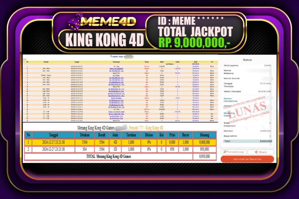 Bukti Jp MEME4D Togel Online 28 DESEMBER 2024