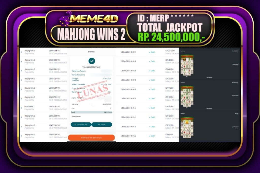 Bukti Jp MEME4D Slot Online 28 DESEMBER 2024