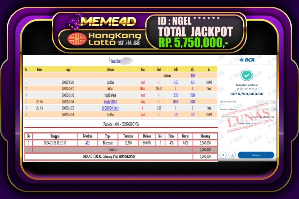 Bukti Jp MEME4D Togel Online 27 DESEMBER 2024