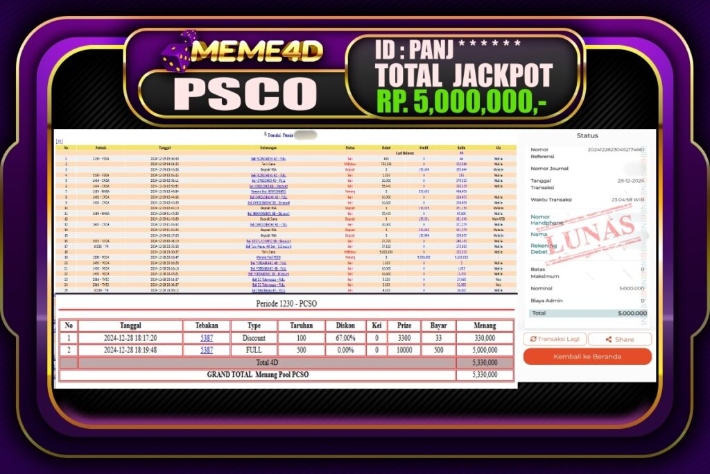 Bukti Jp MEME4D Togel Online 29 DESEMBER 2024