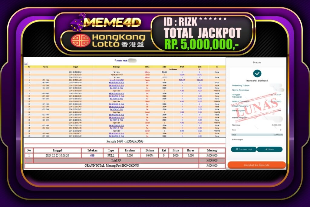 Bukti Jp MEME4D Togel Online 26 DESEMBER 2024