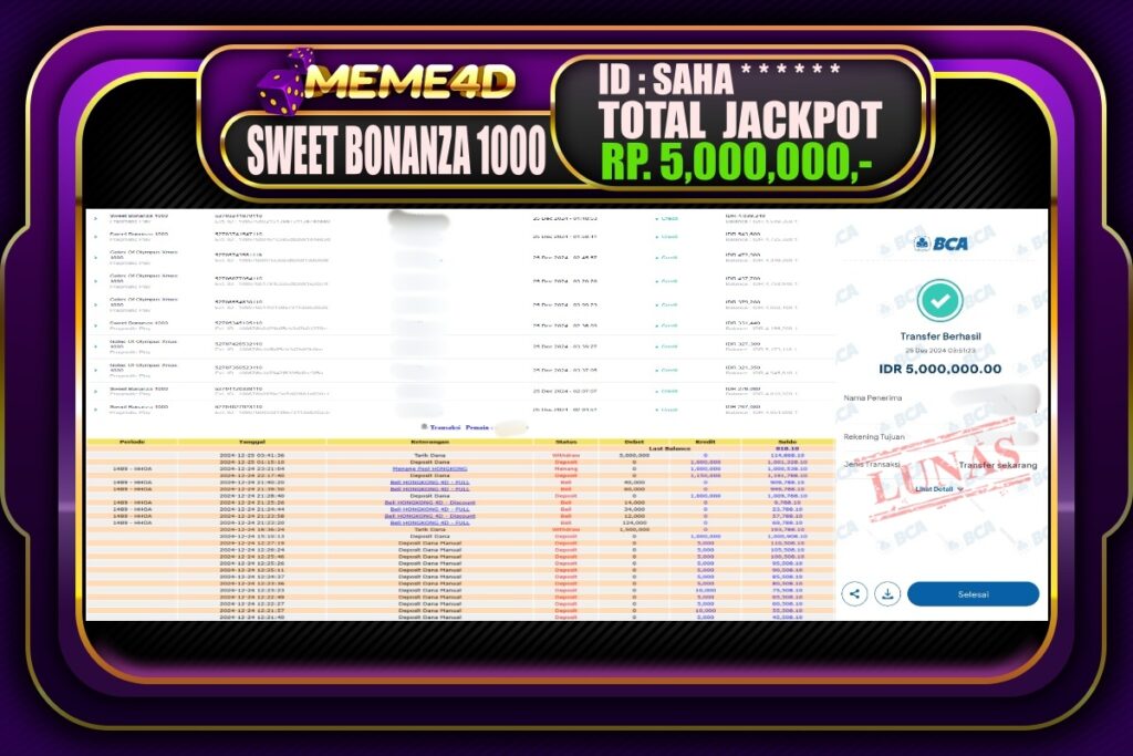 Bukti Jp MEME4D Slot Online 25 DESEMBER 2024