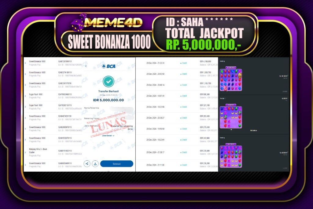 Bukti Jp MEME4D Slot Online 21 DESEMBER 2024