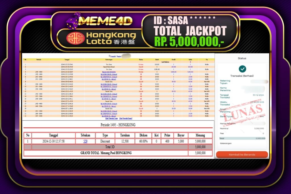 Bukti Jp MEME4D Togel Online 31 DESEMBER 2024