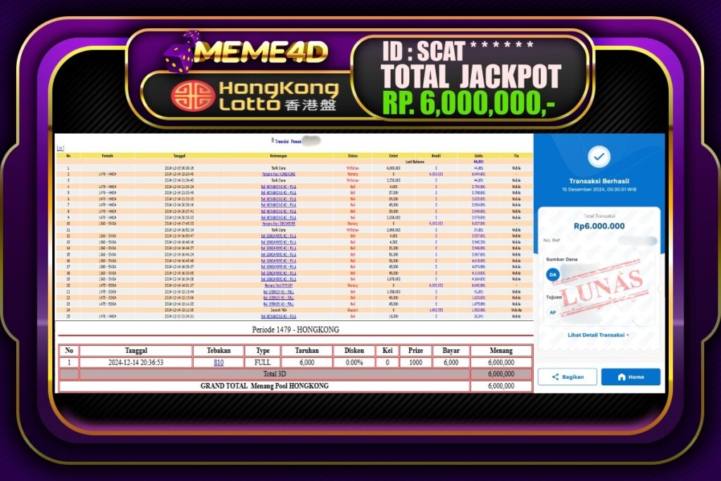 Bukti Jp MEME4D Togel Online 15 DESEMBER 2024