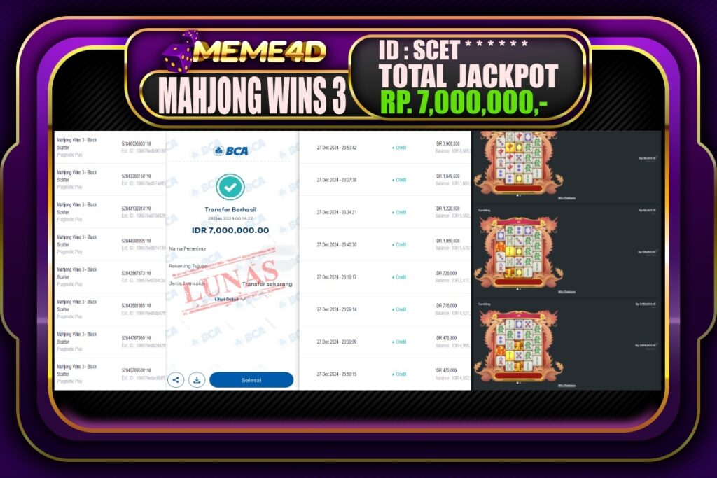 Bukti Jp MEME4D Slot Online 28 DESEMBER 2024