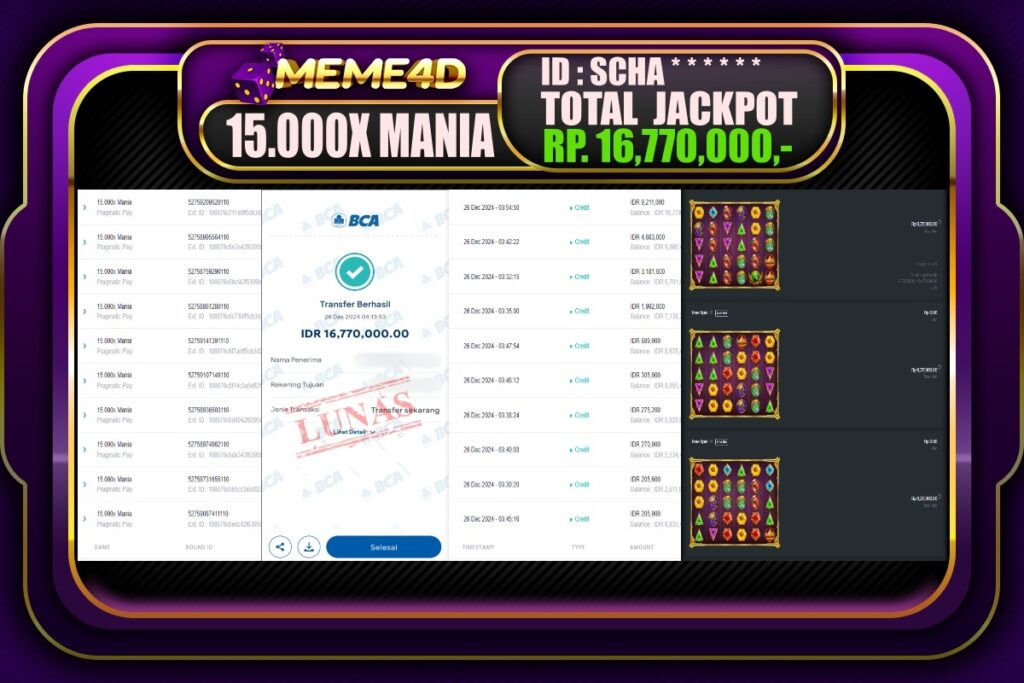 Bukti Jp MEME4D Slot Online 26 DESEMBER 2024