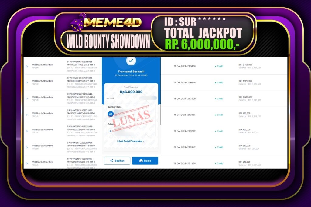 Bukti Jp MEME4D Slot Online 20 DESEMBER 2024