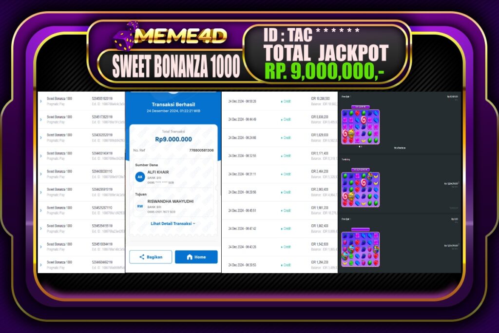 Bukti Jp MEME4D Slot Online 24 DESEMBER 2024