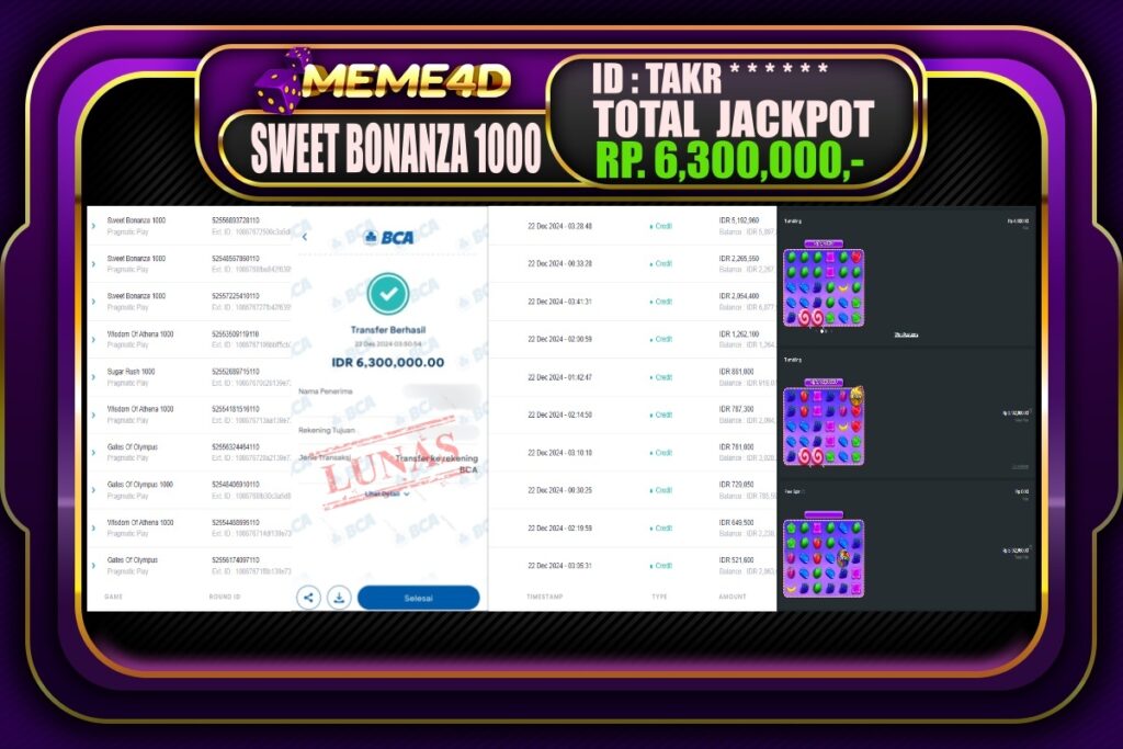 Bukti Jp MEME4D Slot Online 22 DESEMBER 2024