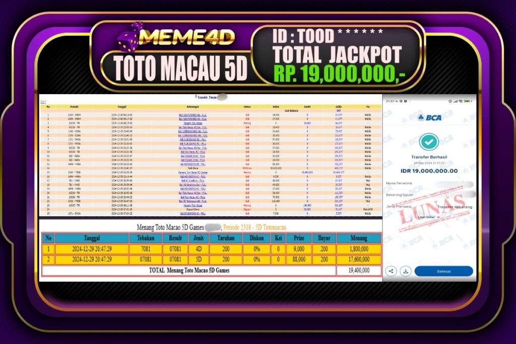 Bukti Jp MEME4D Togel Online 30 DESEMBER 2024