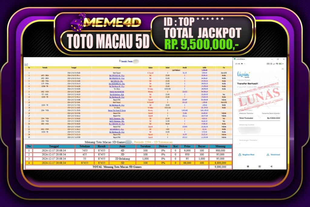 Bukti Jp MEME4D Togel Online 18 DESEMBER 2024