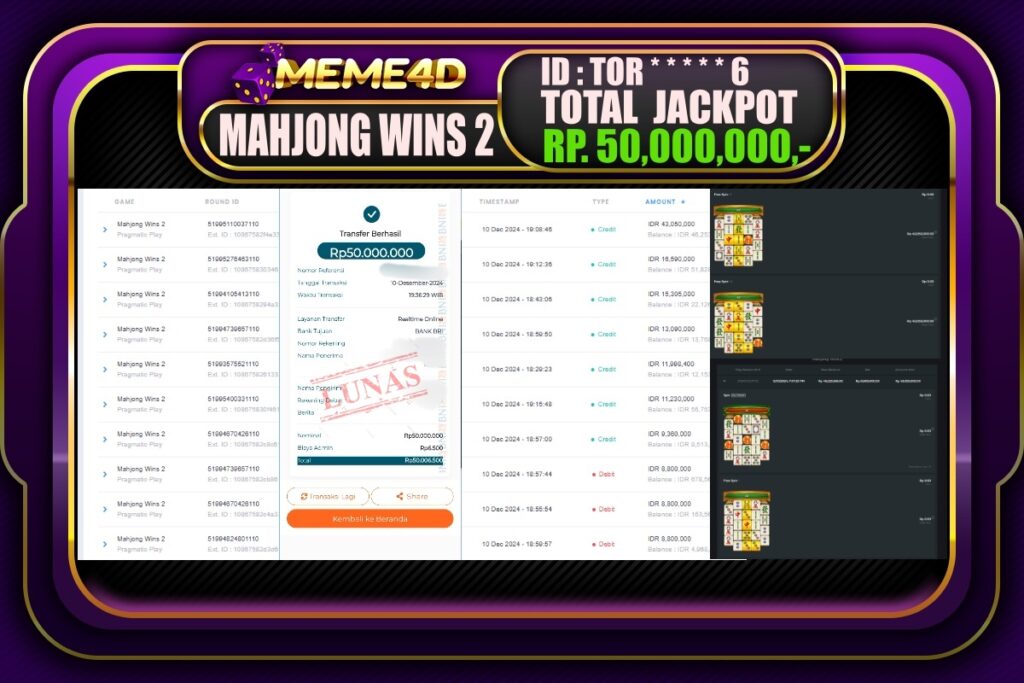 Bukti Jp MEME4D Slot Online 11 DESEMBER 2024