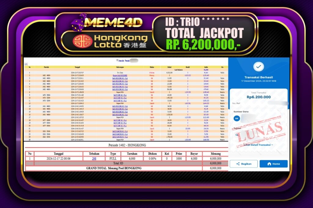 Bukti Jp MEME4D Togel Online 18 DESEMBER 2024