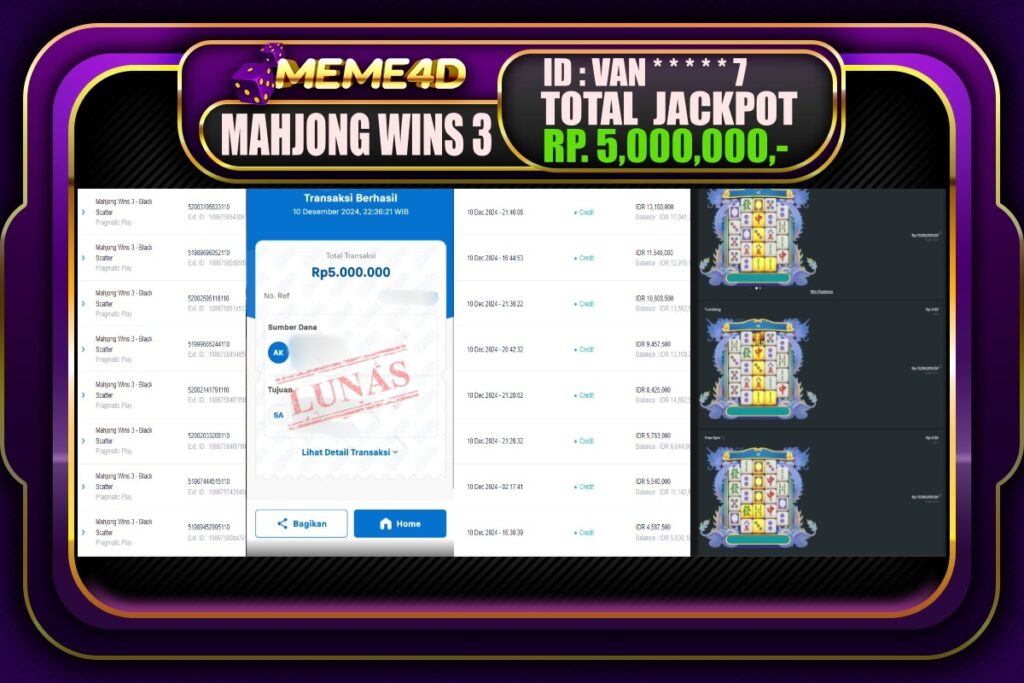 Bukti Jp MEME4D Slot Online 11 DESEMBER 2024