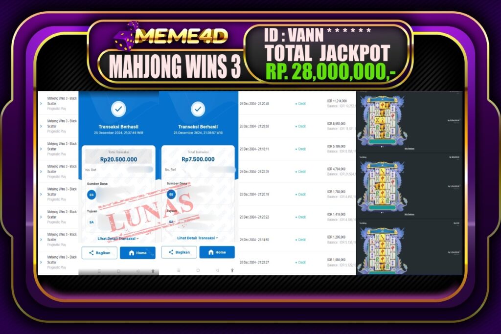 Bukti Jp MEME4D Slot Online 26 DESEMBER 2024