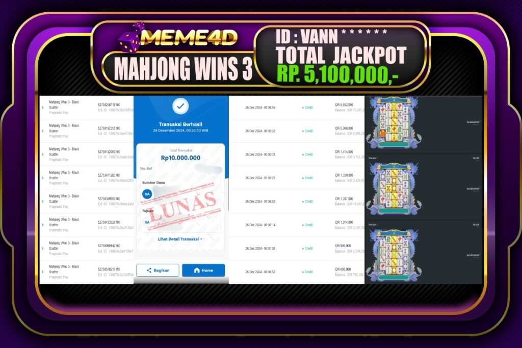 Bukti Jp MEME4D Slot Online 26 DESEMBER 2024