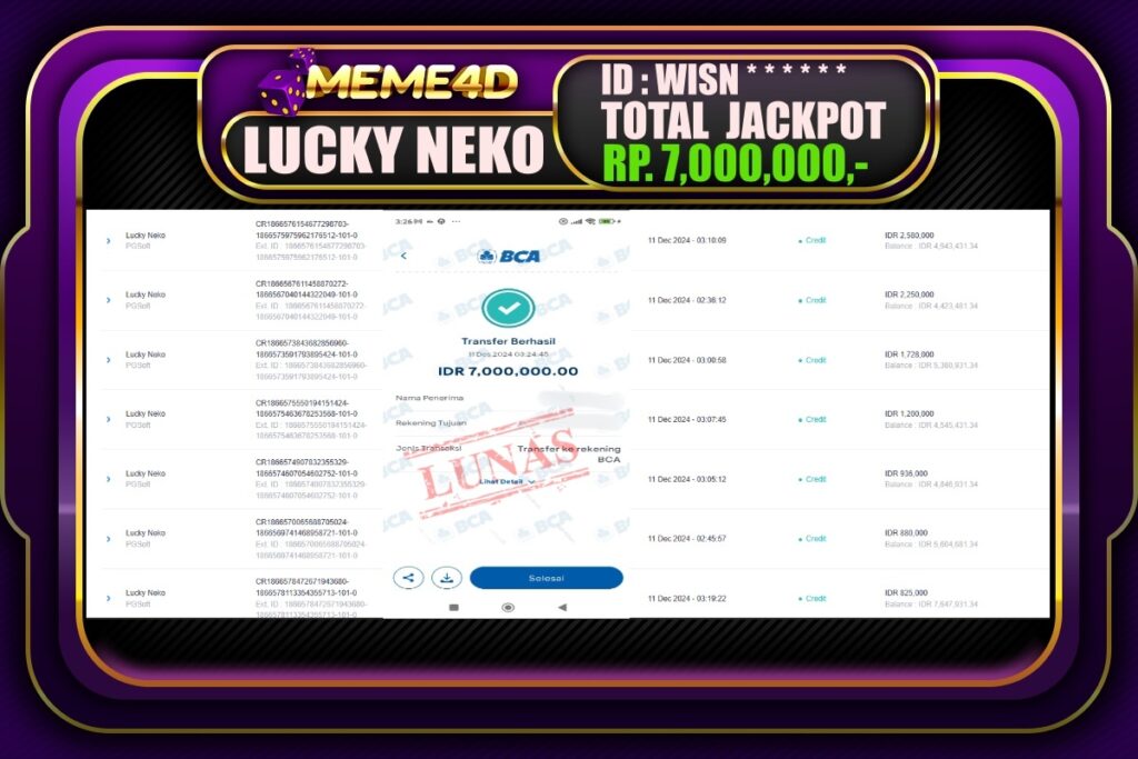 Bukti Jp MEME4D Slot Online 11 DESEMBER 2024