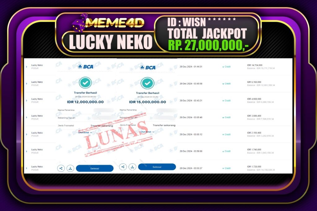 Bukti Jp MEME4D Slot Online 20 DESEMBER 2024