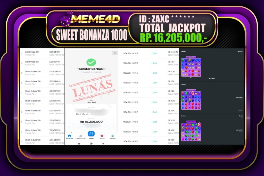 Bukti Jp MEME4D Slot Online 11 DESEMBER 2024