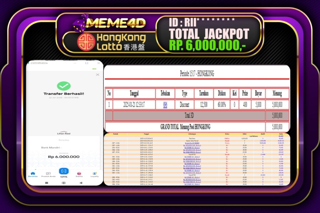 Bukti Jp MEME4D Togel Online 22 JANUARI 2025