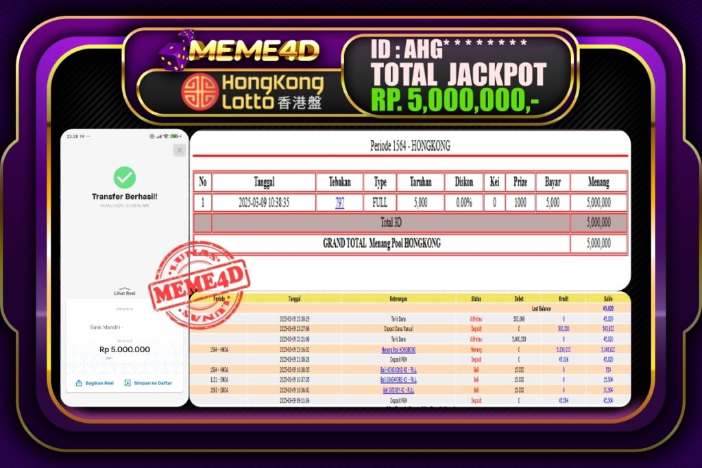 Bukti Jp MEME4D Togel Online 10 Maret 2025