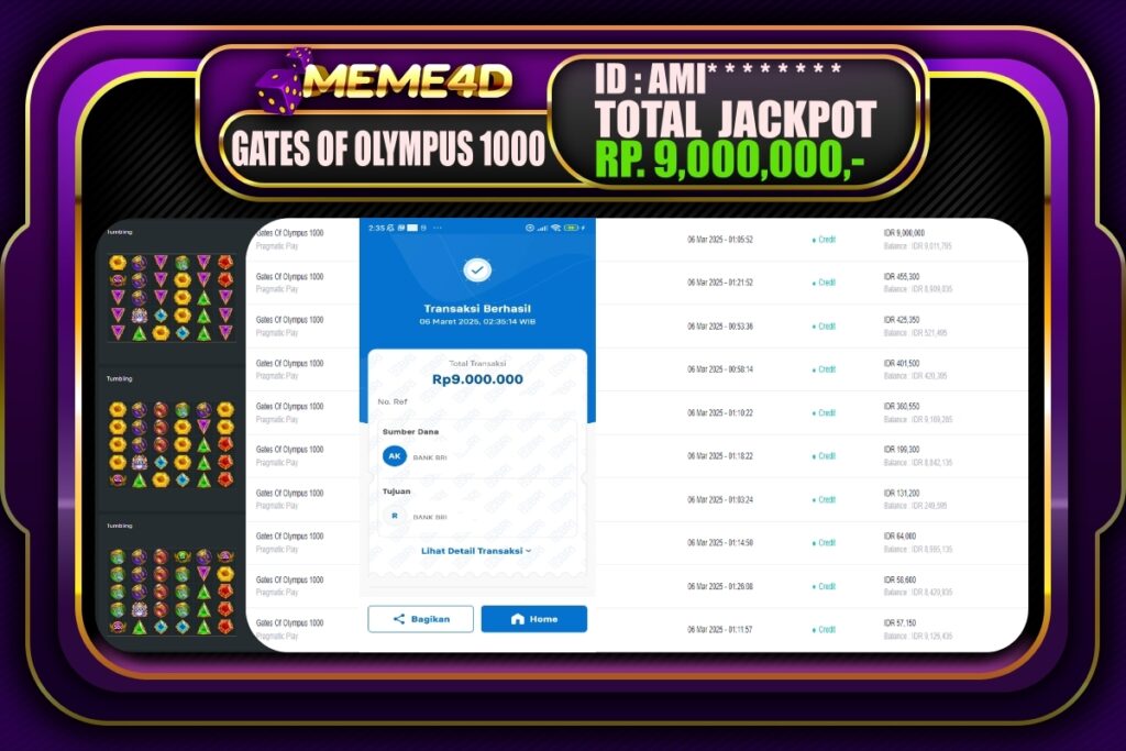 Bukti Jp MEME4D Slot Online 06 Maret 2025